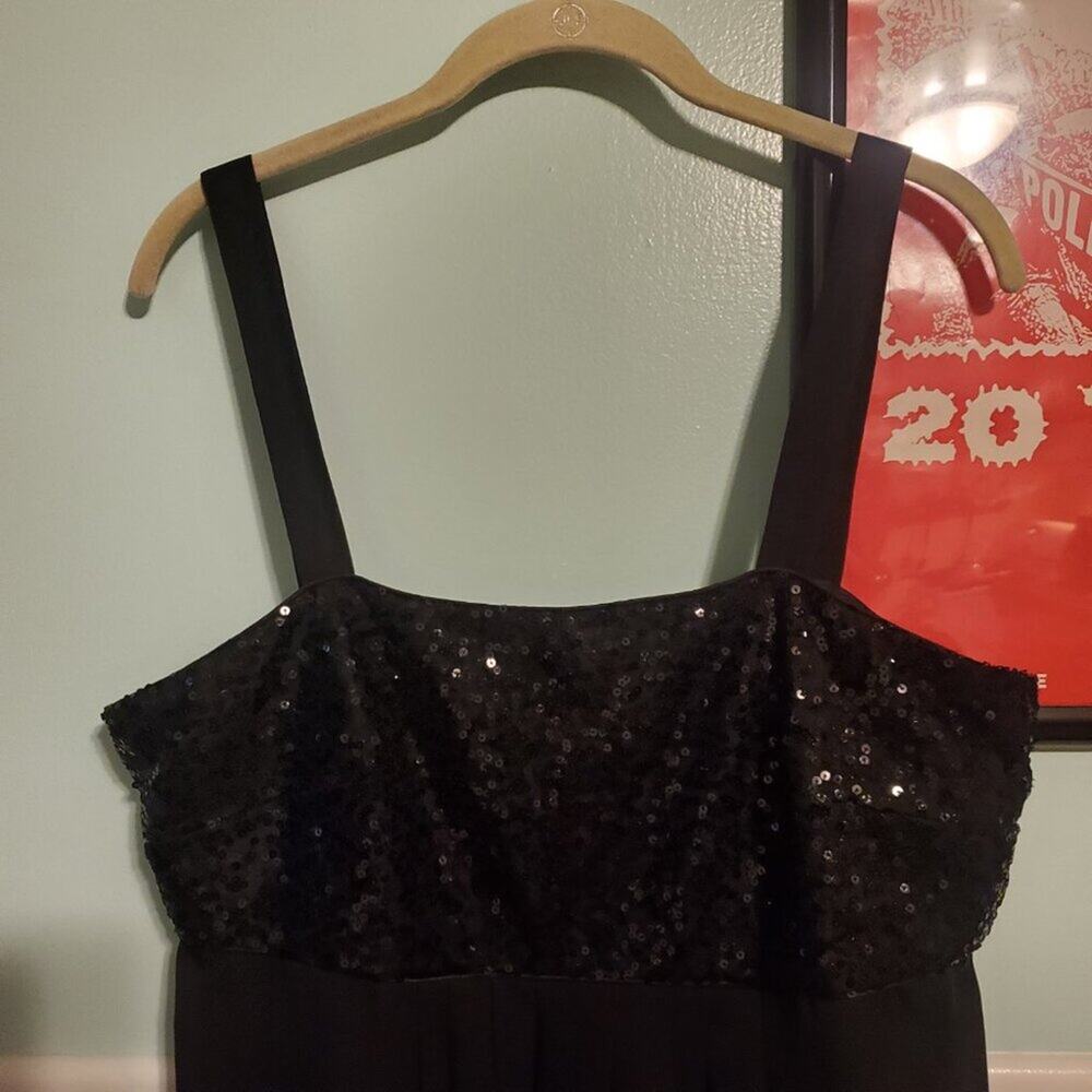 Vintage 90s Y2K Black Sequin Sleeveless A Line Knee Lenngth Dress Goth Glam - Picture 10 of 10